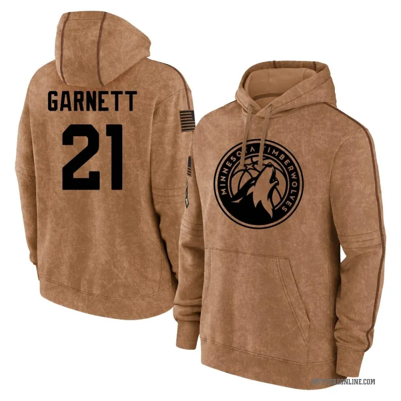 Kevin Garnett Men's Brown Minnesota Timberwolves 2023 Salute to Service Club Pullover Hoodie