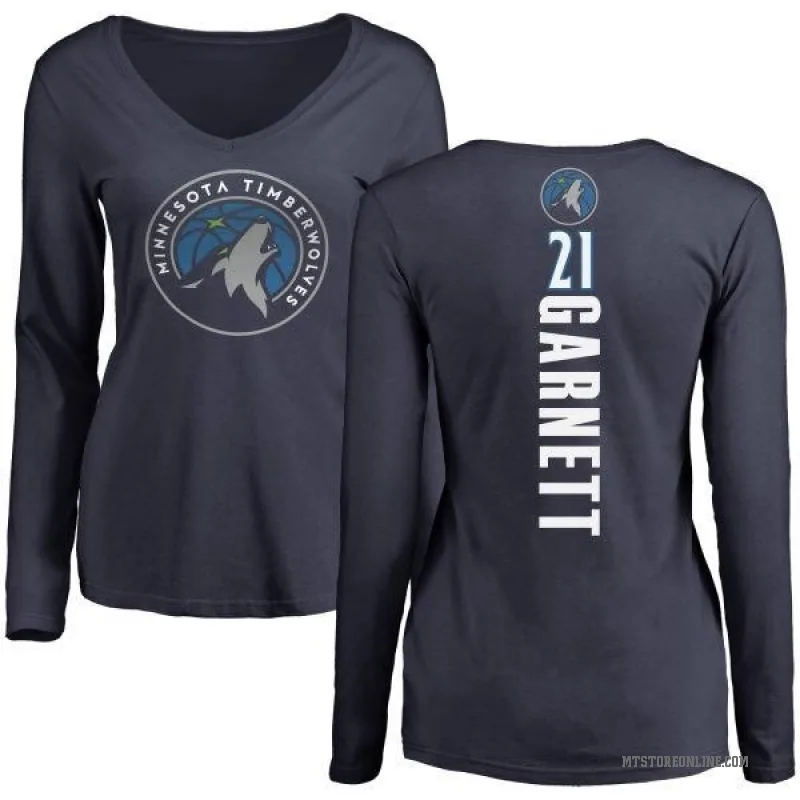 Kevin Garnett Women's Navy Minnesota Timberwolves Backer Long Sleeve T-Shirt